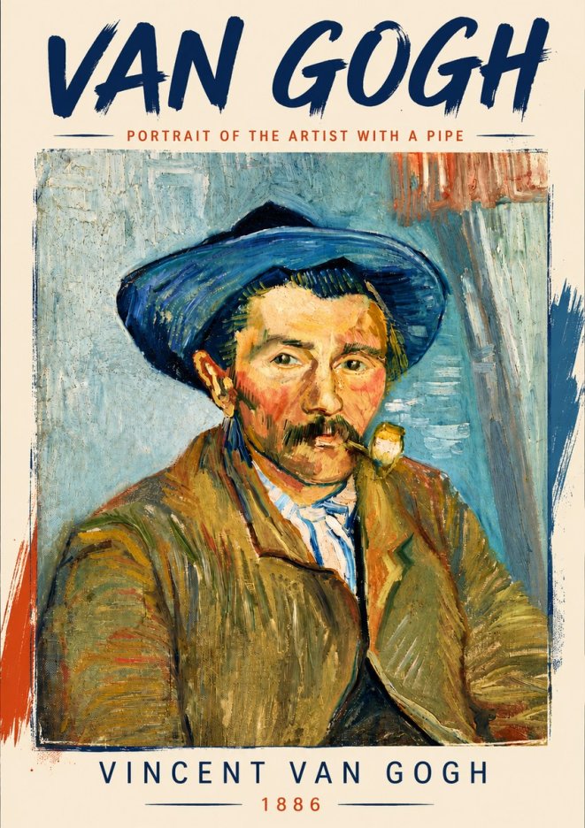 Van Gogh Portrait of the Artist with a Pipe No5 - Juliste