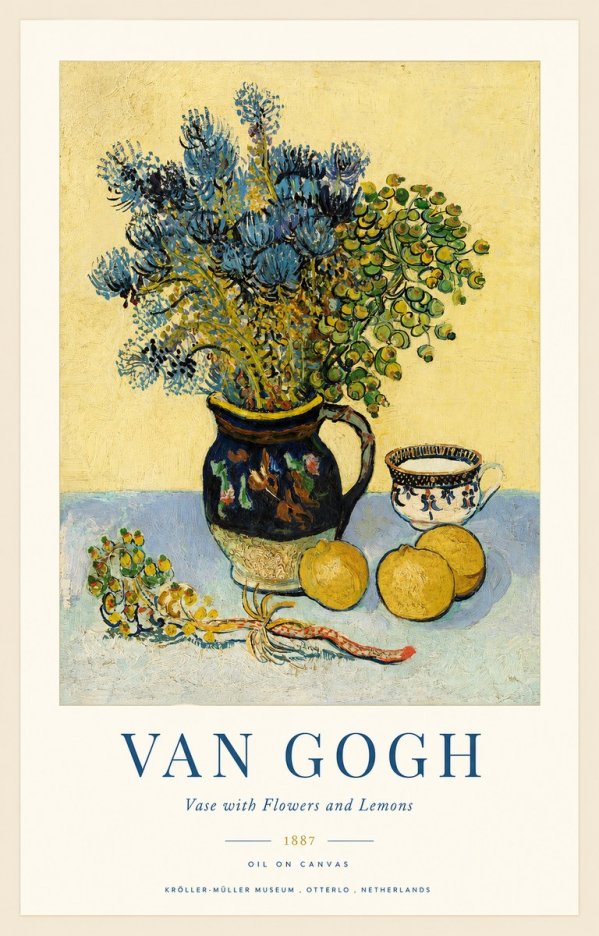 Van Gogh Vase with Flowers and Lemons No1 - Juliste