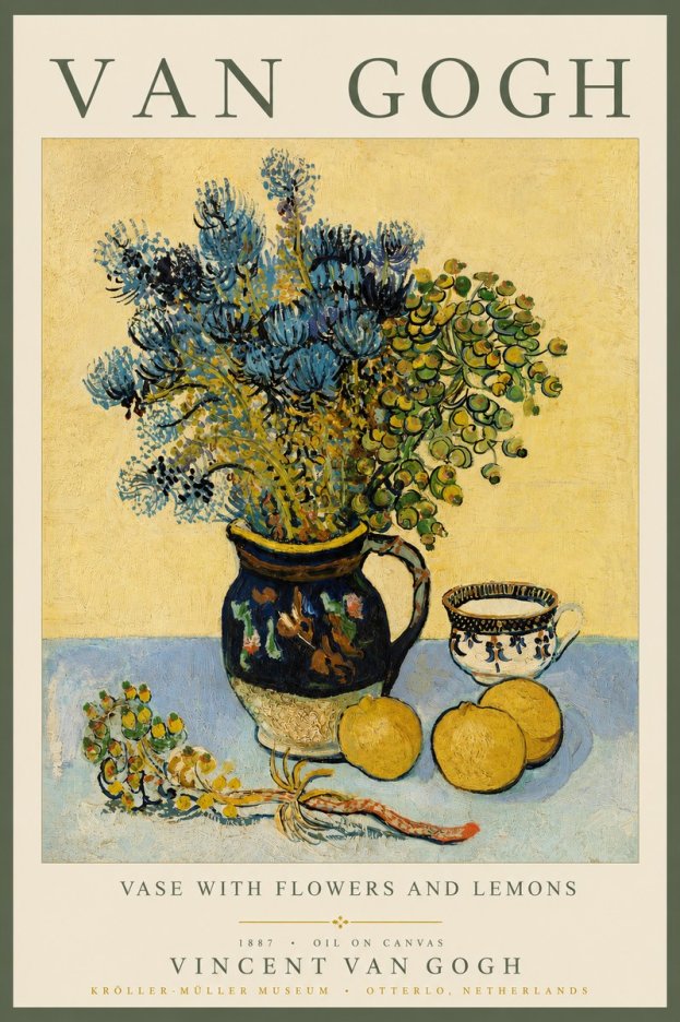 Van Gogh Vase with Flowers and Lemons No3 - Juliste