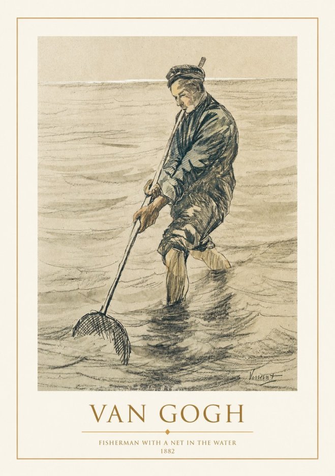 Van Gogh Fisherman with Net No2 - Juliste