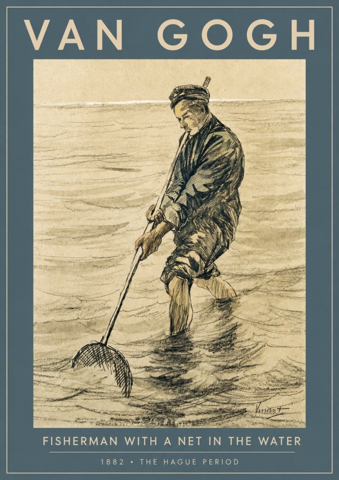 Van Gogh Fisherman with Net No3 - Juliste