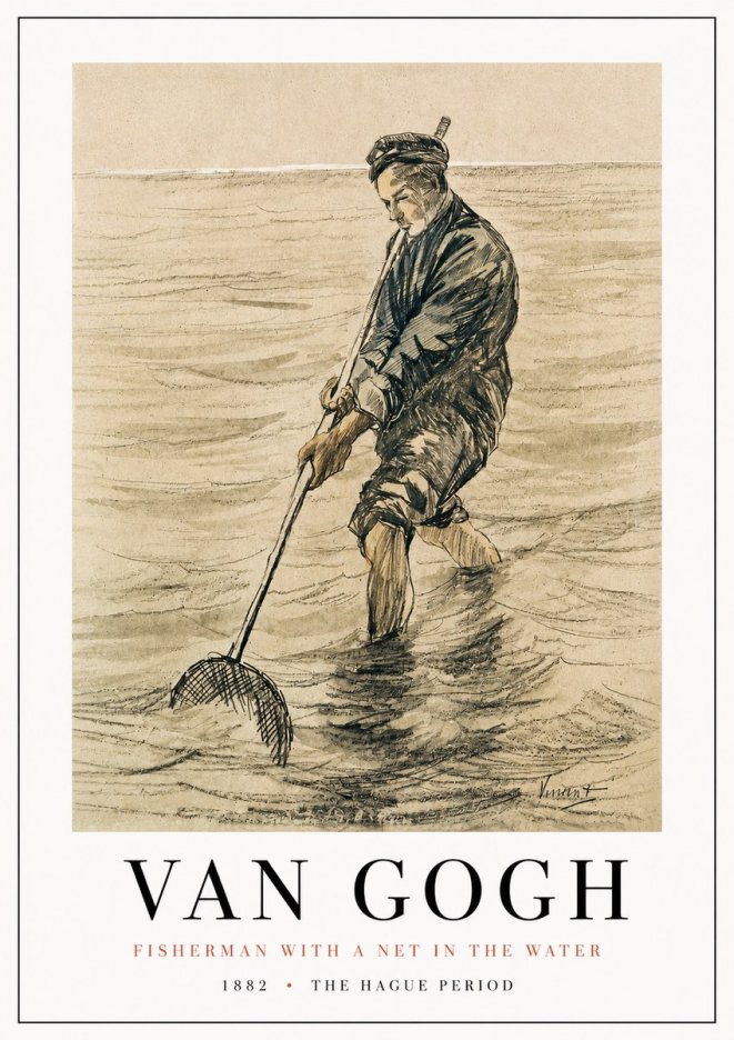 Van Gogh Fisherman with Net No4 - Juliste