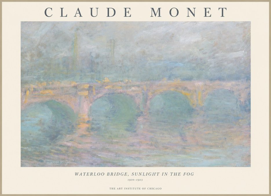 Monet Waterloo Bridge, Sunlight in the Fog I No1 - Juliste