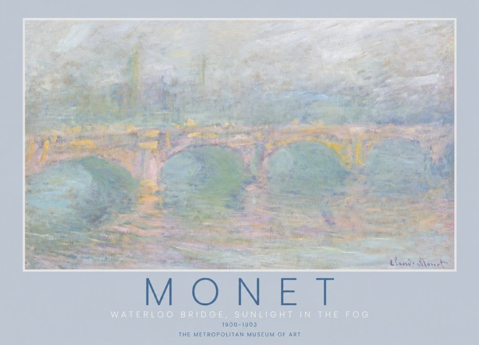 Monet Waterloo Bridge, Sunlight in the Fog I No2 - Juliste