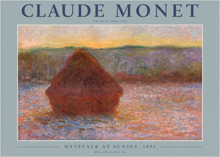 Monet Haystack at Sunset, 1891 No2 - Juliste
