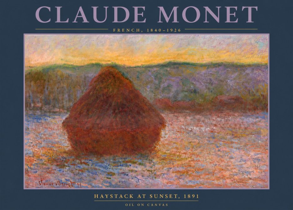 Monet Haystack at Sunset, 1891 No4 - Juliste
