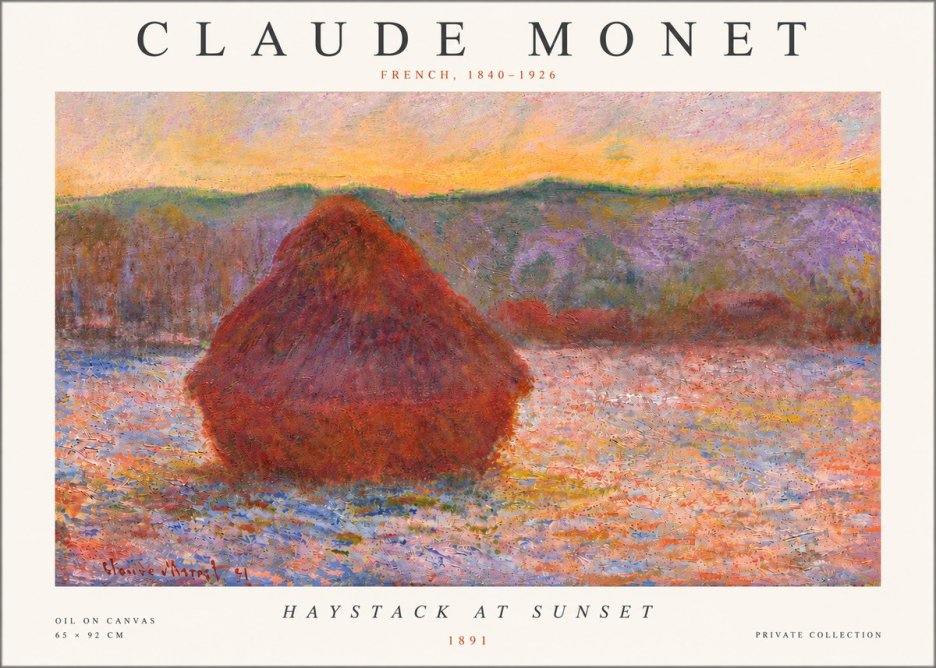 Monet Haystack at Sunset, 1891 No5 - Juliste