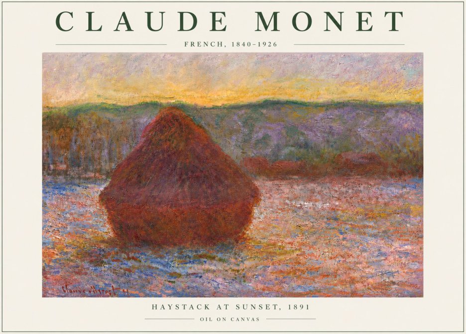 Monet Haystack at Sunset, 1891 No6 - Juliste