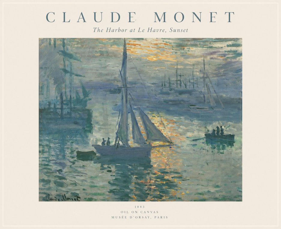 Monet The Harbor at Le Havre, Sunset No1 - Juliste
