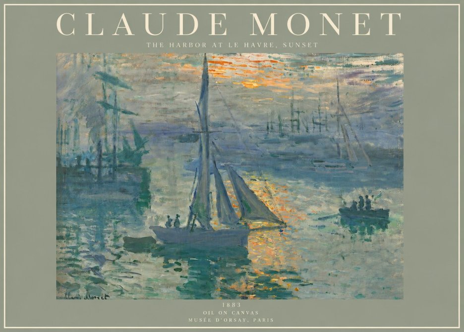 Monet The Harbor at Le Havre, Sunset No3 - Juliste