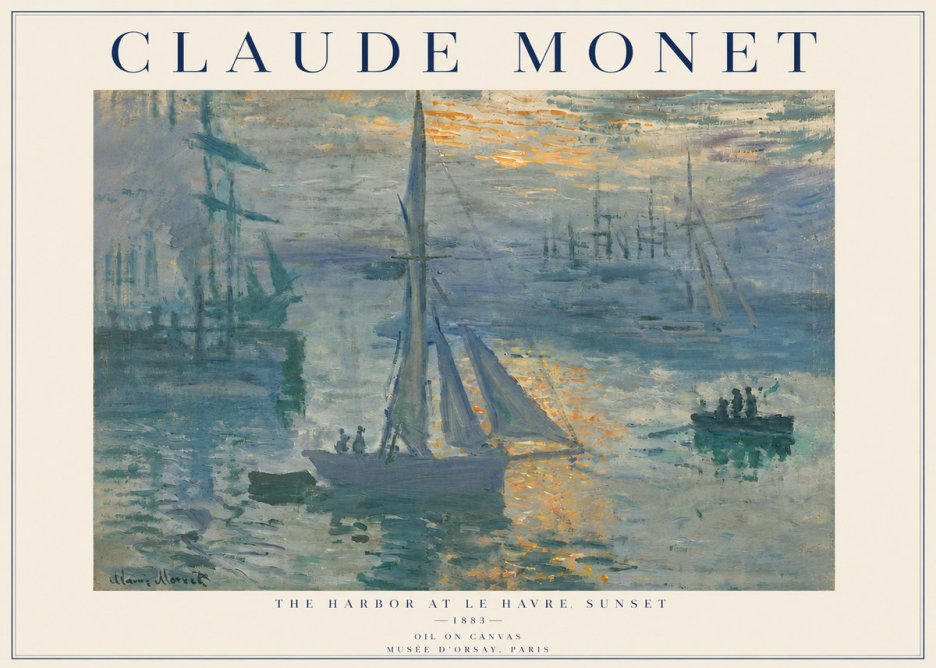 Monet The Harbor at Le Havre, Sunset No4 - Juliste