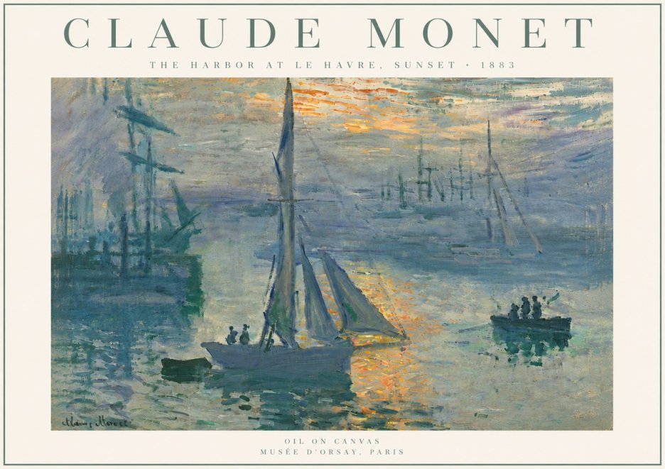 Monet The Harbor at Le Havre, Sunset No5 - Juliste