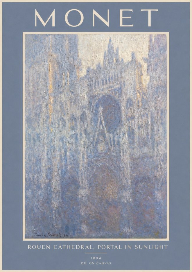 Monet Rouen Cathedral, Portal in Sunlight No2 - Juliste