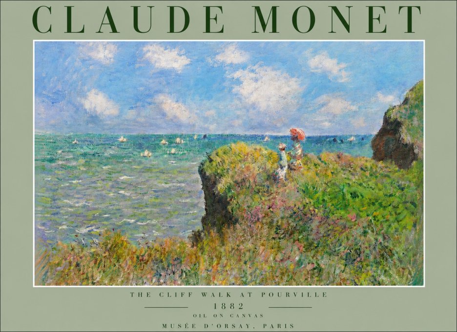 Monet The Cliff Walk at Pourville No3 - Juliste