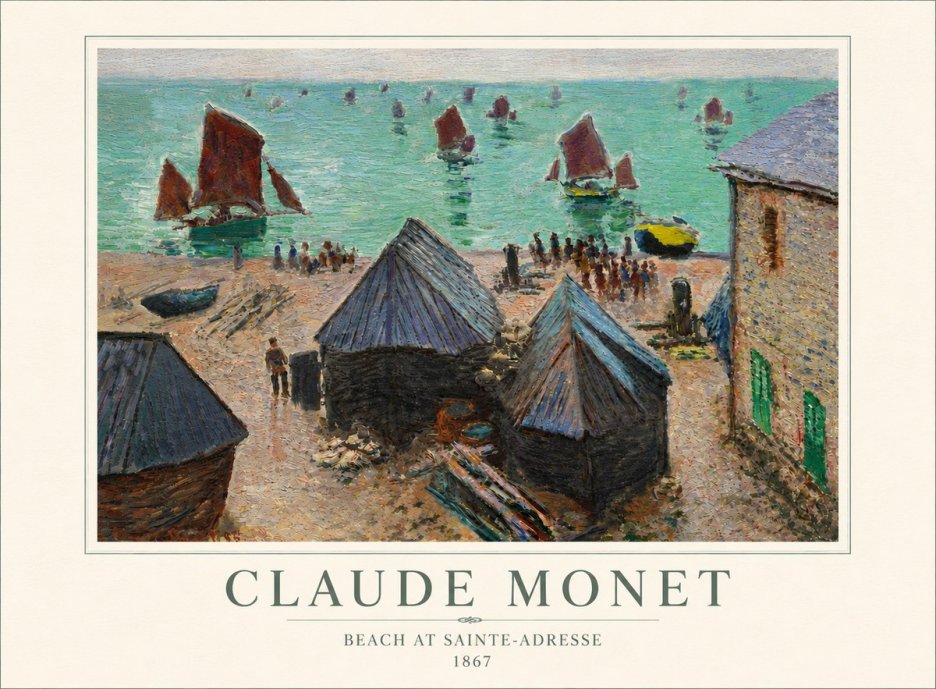 Monet Beach at Sainte-adresse No6 - Juliste