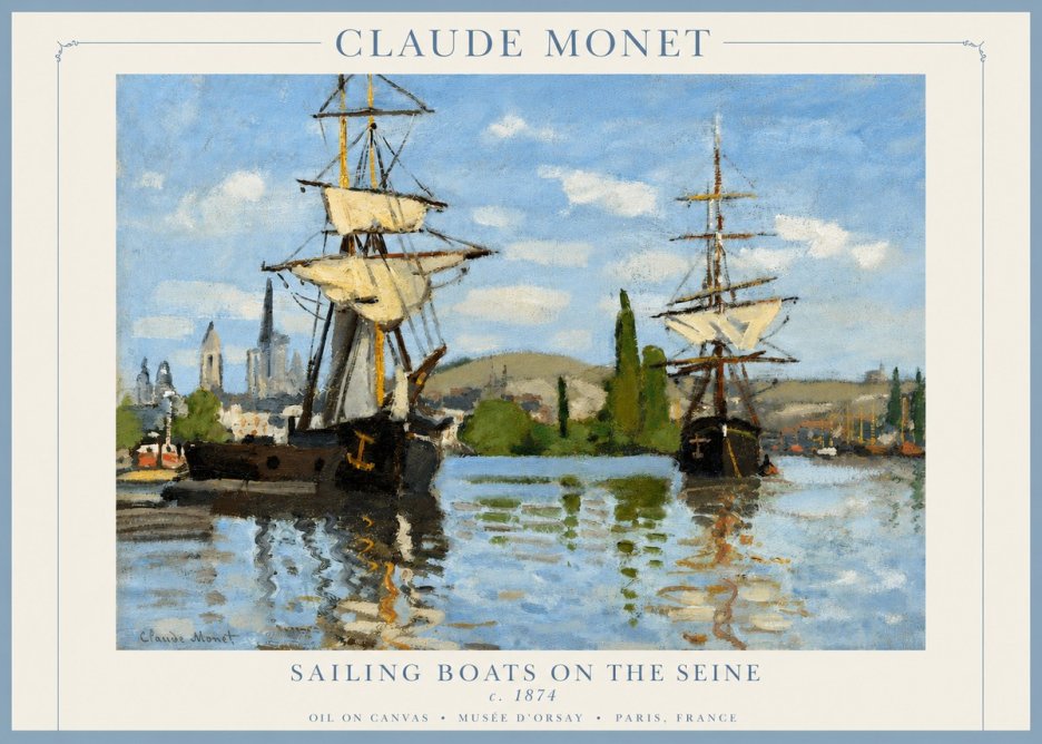 Monet Sailing Boats on the Seine No2 - Juliste