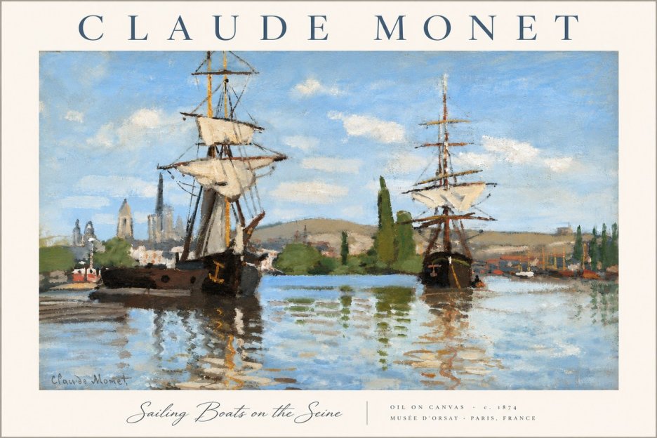 Monet Sailing Boats on the Seine No6 - Juliste