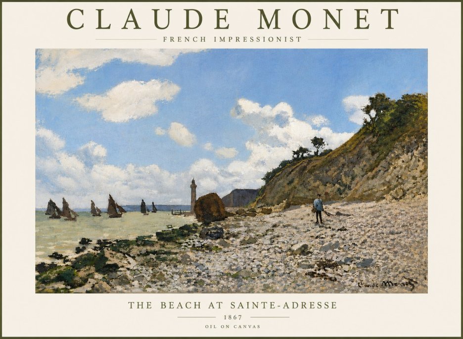 Monet The Beach at Sainte-adresse II No6 - Juliste