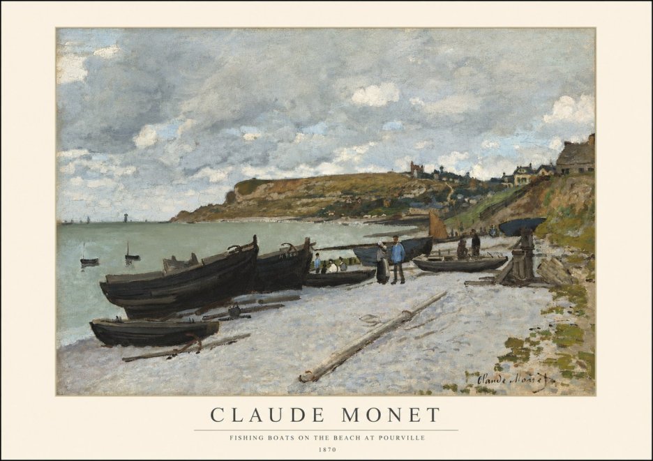 Monet Fishing Boats on the Beach at Pourville No1 - Juliste