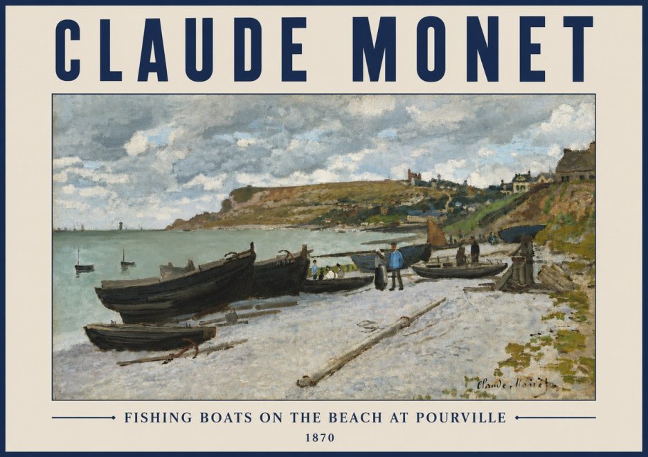 Monet Fishing Boats on the Beach at Pourville No3 - Juliste