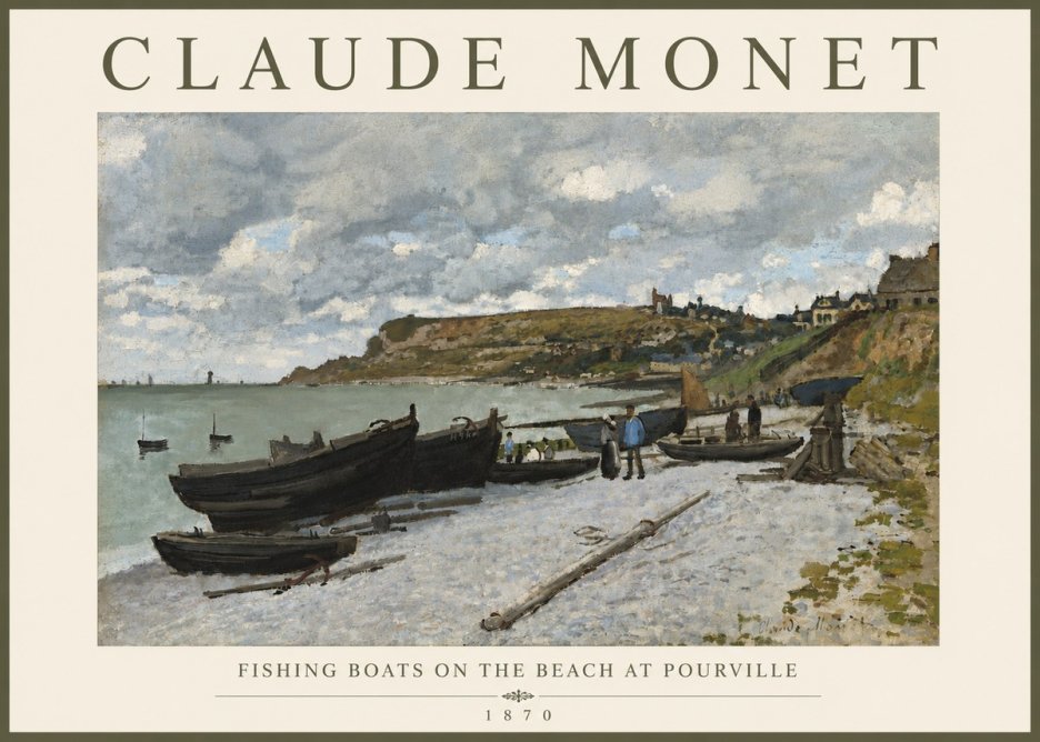 Monet Fishing Boats on the Beach at Pourville No4 - Juliste