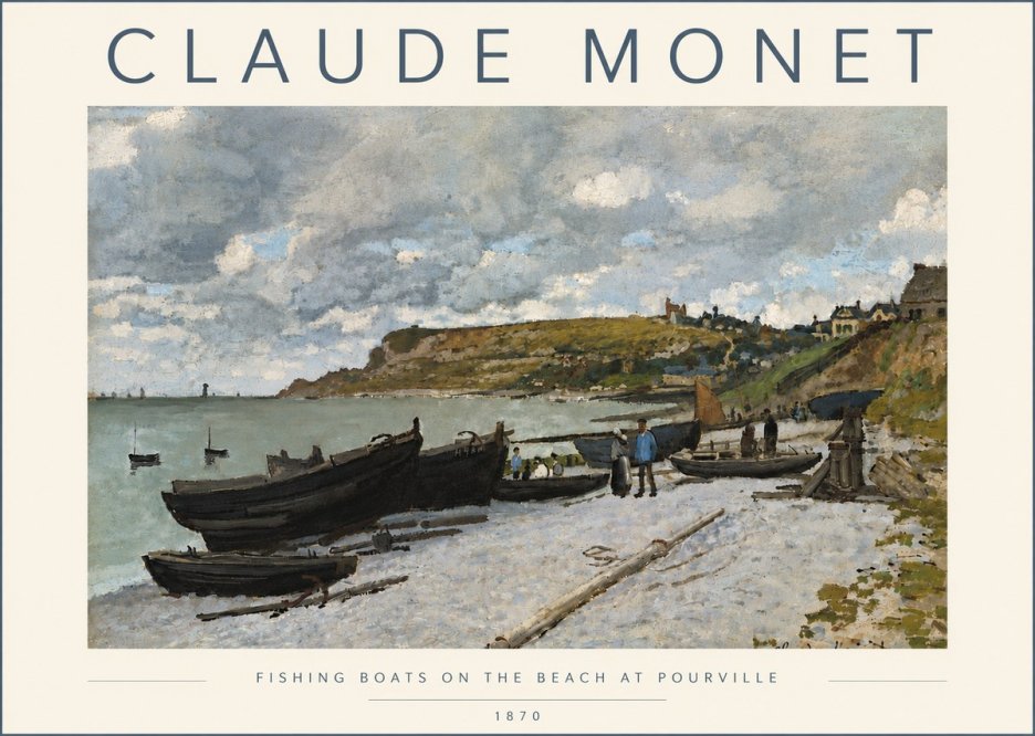 Monet Fishing Boats on the Beach at Pourville No5 - Juliste