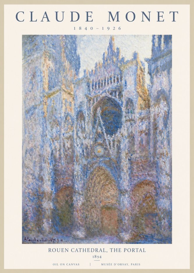 Monet Rouen Cathedral, the Portal No2 - Juliste