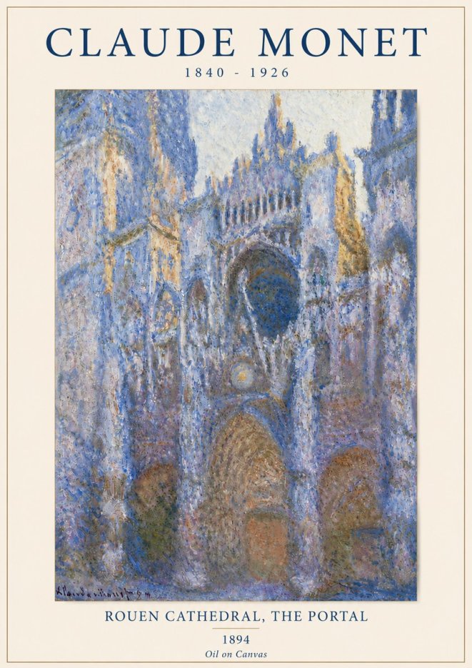 Monet Rouen Cathedral, the Portal No4 - Juliste