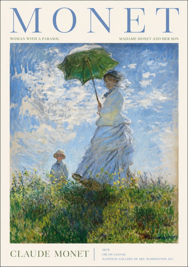 Monet Woman with a Parasol – Madame Monet and Her Son No2 - Juliste