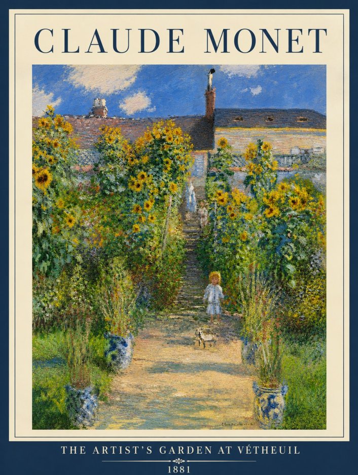 Monet The Artist's Garden at Vétheuil I No5 - Juliste