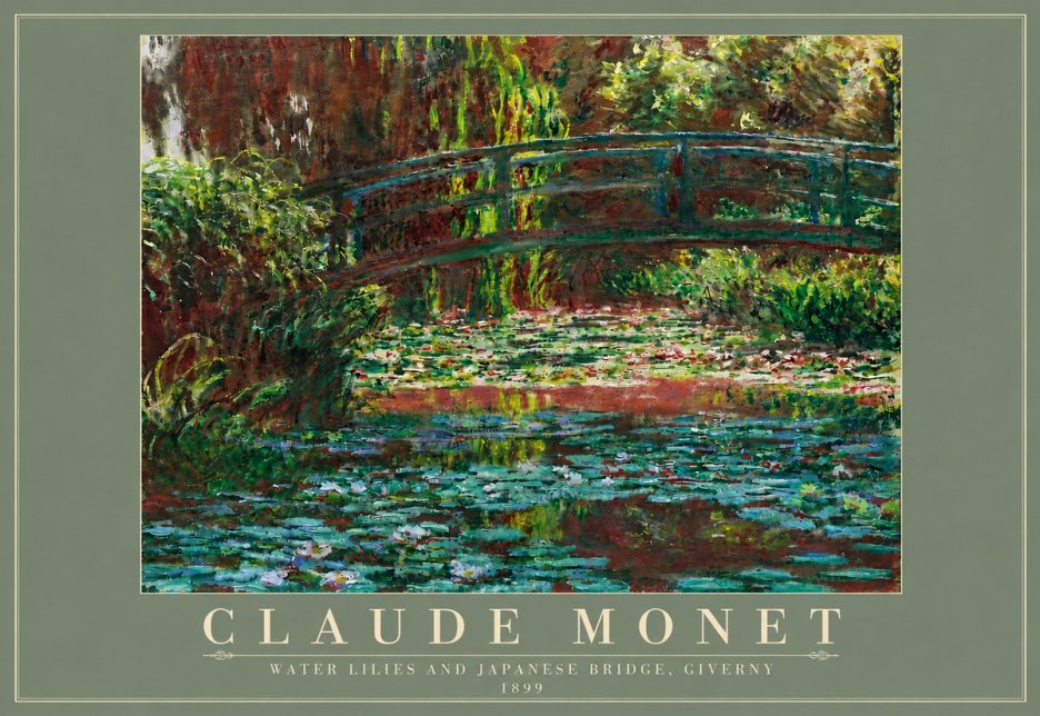 Monet Water Lilies and Japanese Bridge, Giverny No4 - Juliste
