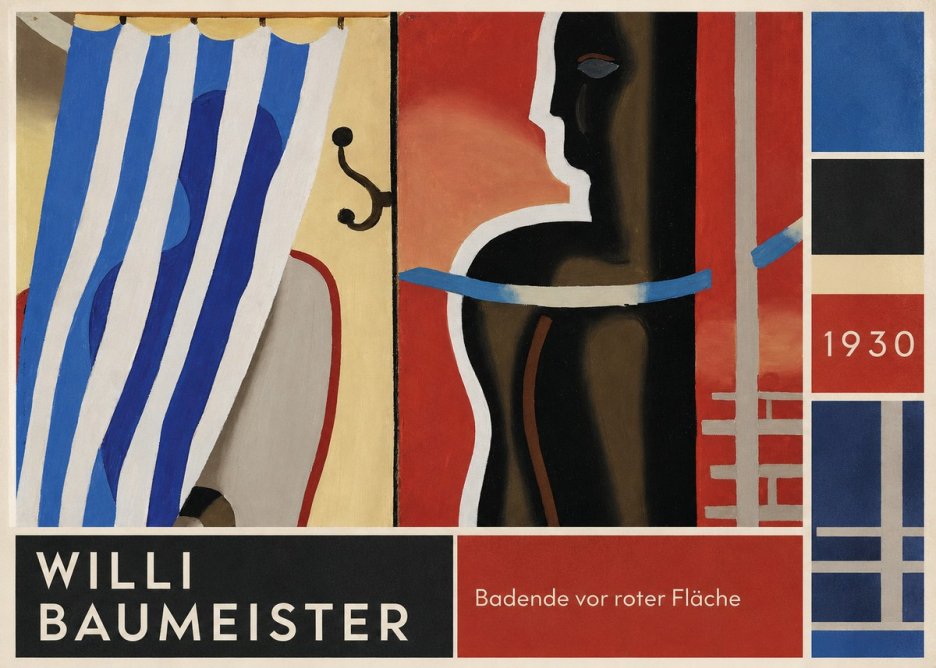 Willi Baumeister Badende Vor Roter Fläche No6 - Juliste