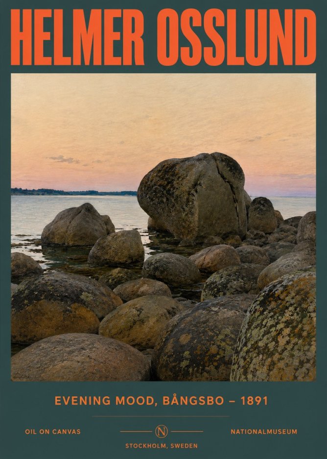 Helmer Osslund Evening Mood, Bångsbo - 1891 No3 - Juliste