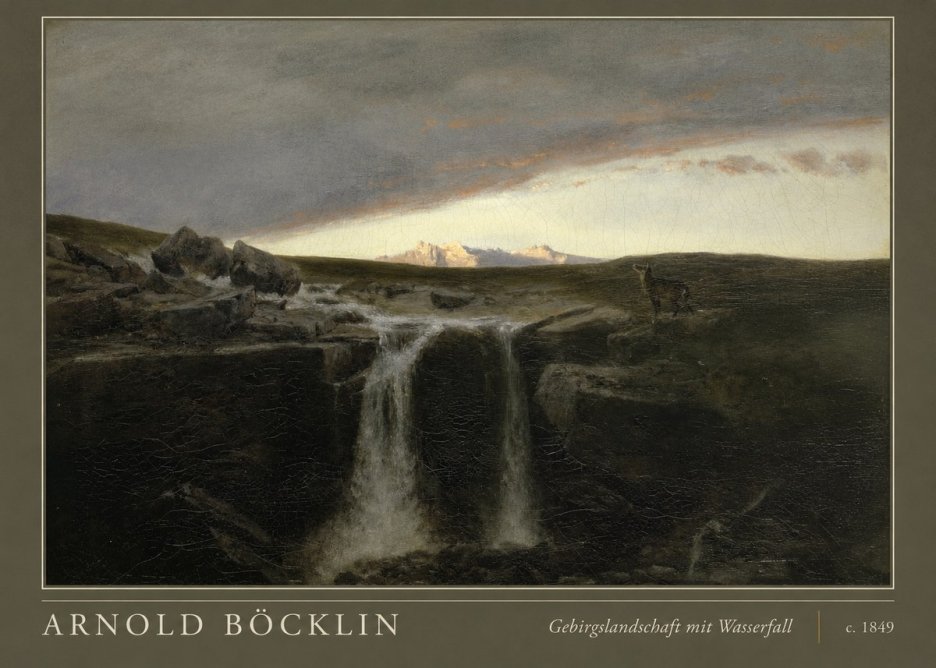 Arnold Böcklin Gebirgslandschaft Mit Wasserfall No3 - Juliste