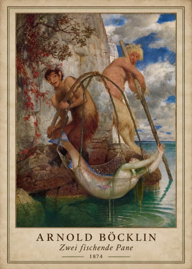Arnold Böcklin Zwei Fischende Pane No1 - Juliste