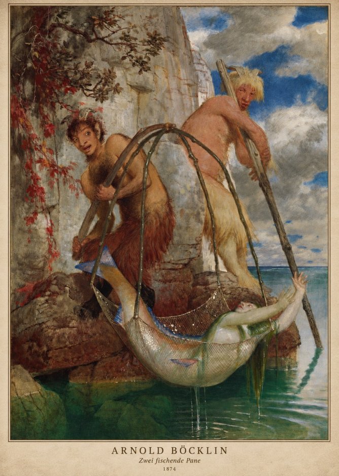 Arnold Böcklin Zwei Fischende Pane No2 - Juliste