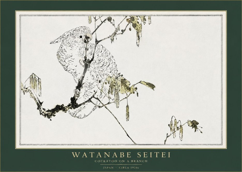 Watanabe Seitei Cockatoo on a Branch No2 - Juliste