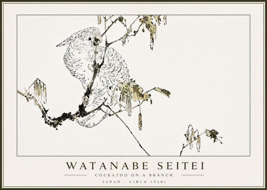 Watanabe Seitei Cockatoo on a Branch No5 - Juliste