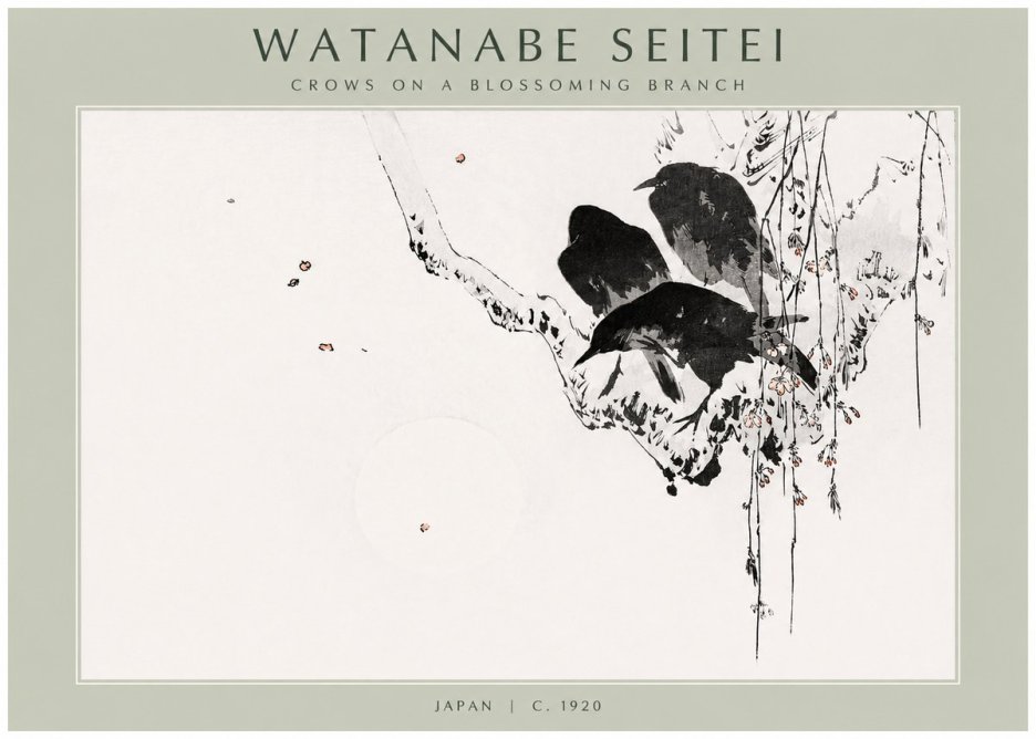 Watanabe Seitei Crows on a Blossoming Branch No2 - Juliste
