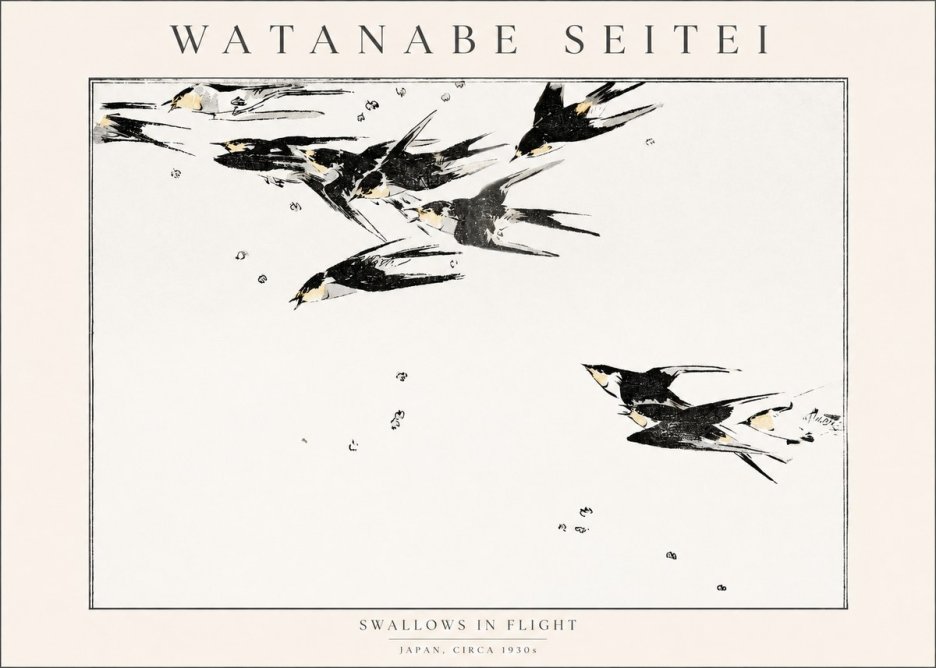 Watanabe Seitei Swallows in Flight No1 - Juliste