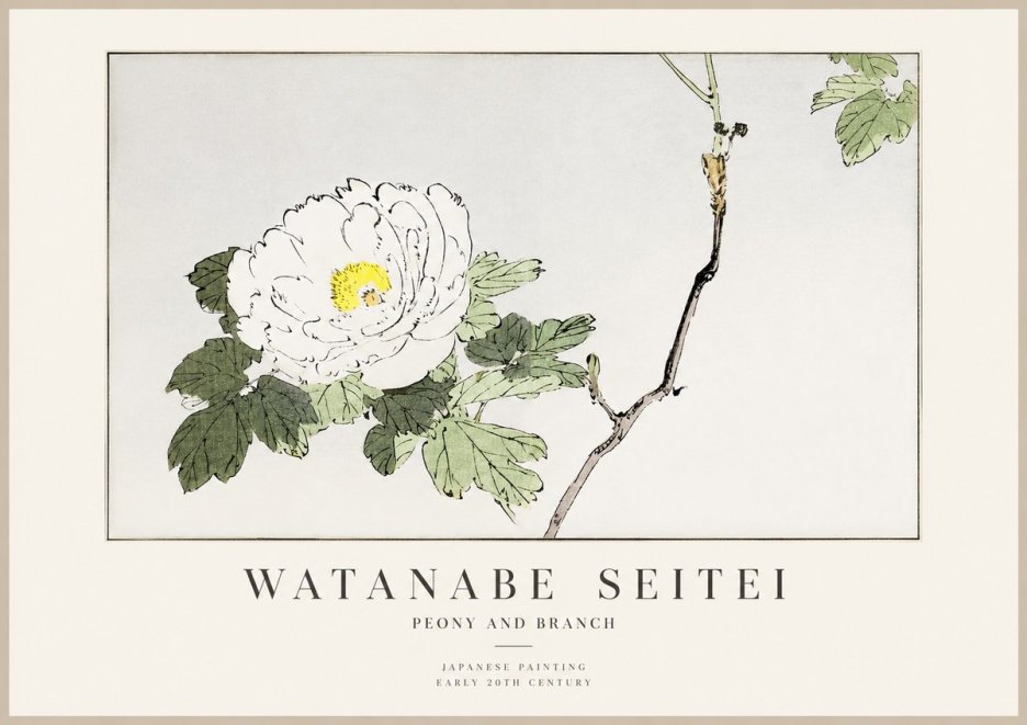 Watanabe Seitei Peony and Branch No1 - Juliste