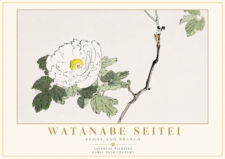 Watanabe Seitei Peony and Branch No6 - Juliste