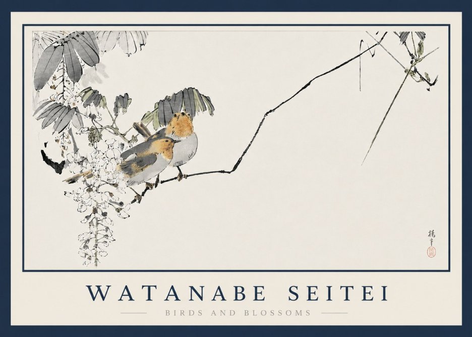 Watanabe Seitei Birds and Blossoms No3 - Juliste