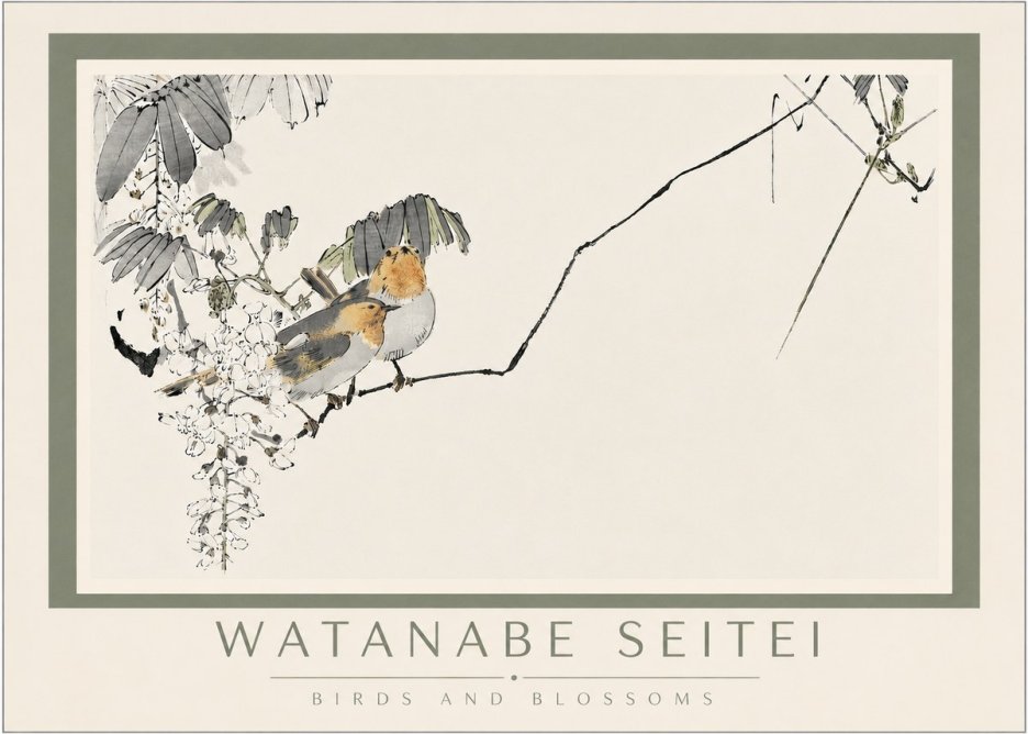 Watanabe Seitei Birds and Blossoms No4 - Juliste