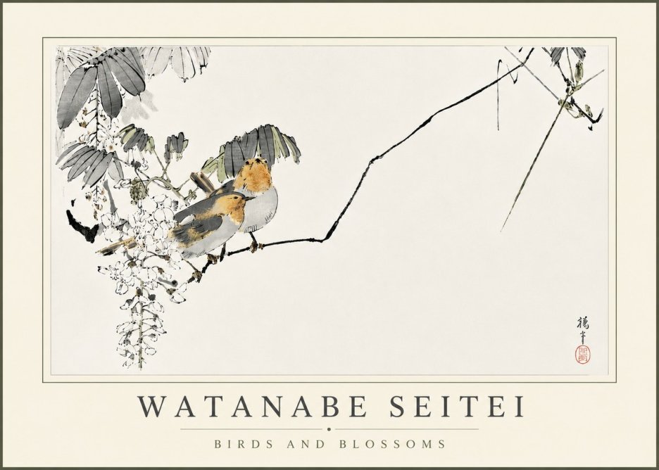 Watanabe Seitei Birds and Blossoms No5 - Juliste