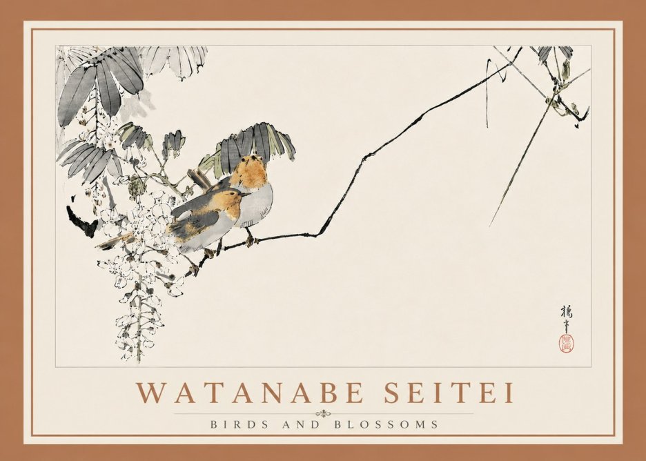 Watanabe Seitei Birds and Blossoms No6 - Juliste