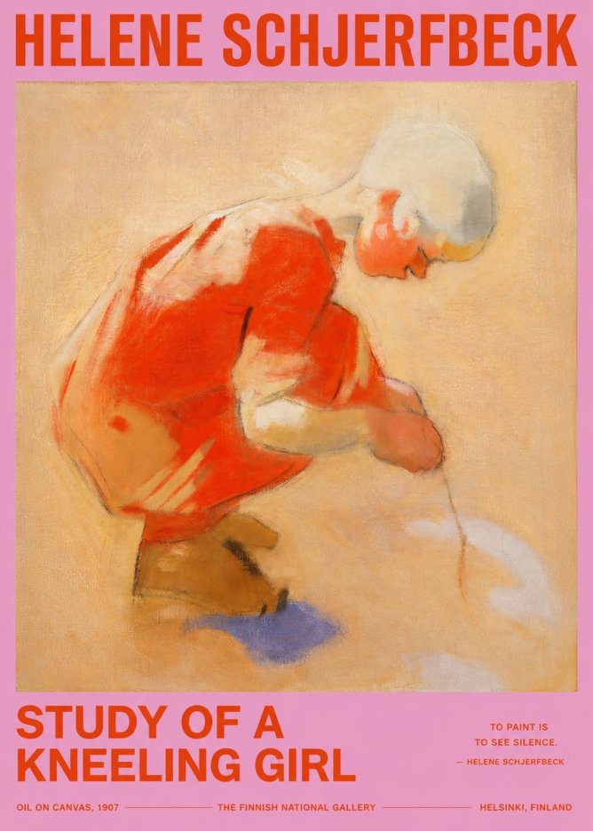 Helene Schjerfbeck Study of a Kneeling Girl No2 - Juliste