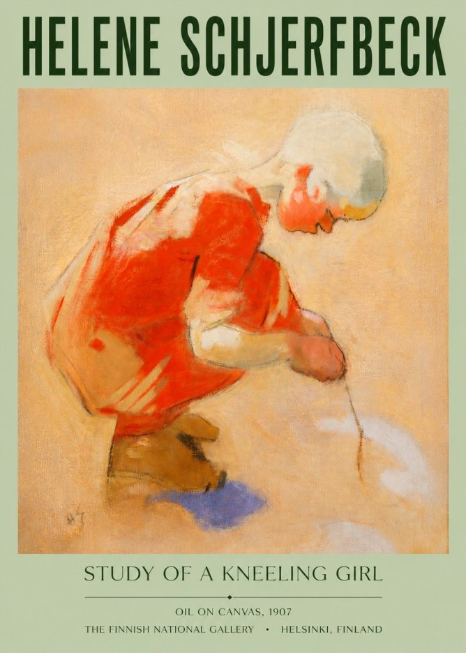 Helene Schjerfbeck Study of a Kneeling Girl No4 - Juliste