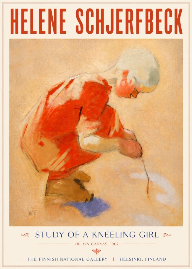 Helene Schjerfbeck Study of a Kneeling Girl No5 - Juliste