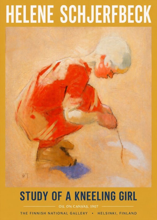Helene Schjerfbeck Study of a Kneeling Girl No6 - Juliste